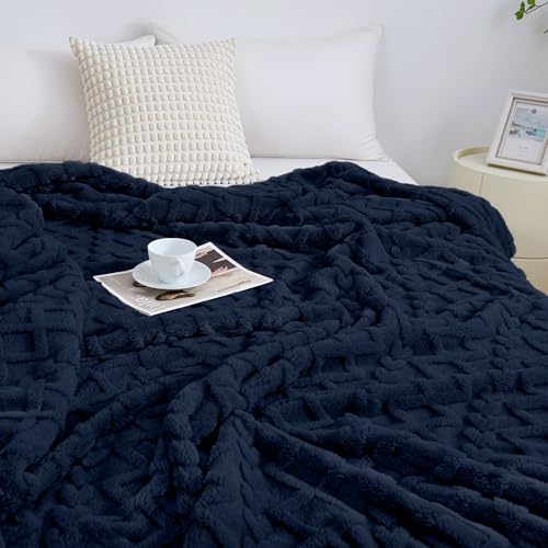 Fleece Throw Blanket for Couch Sofa 60"x80" Navy (Navy / Twin(60×80in))