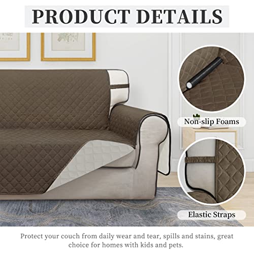 Double Protection 100% Waterproof Loveseat Sofa Covers for Living Room (Camel/Ivory / Loveseat Medium)