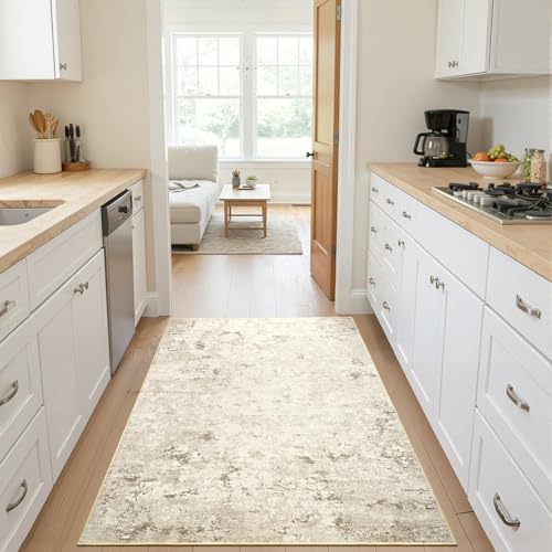 3x5 Washable Non Slip Abstract Area Rugs for Bedroom Living Room (Beige / 3' x 5' (Rectangular))