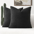 Pack of 2 Boucle Textured Throw Pillow Covers 24x24 Inch (Black / 24" x 24" (Pack of 2))