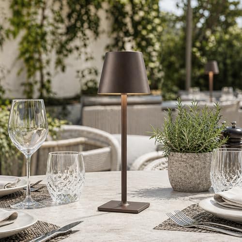 Cordless Table lamp Brown 2pack for Restaurant Home Dinner Dining Kitchen Outdoor Patio (Brown Set of 2)