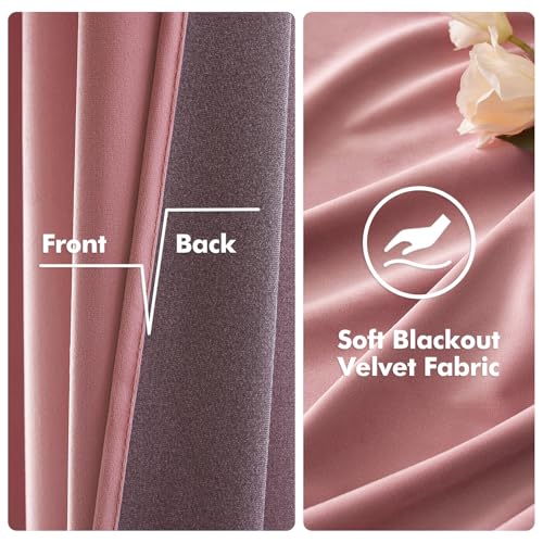 Velvet Curtains Blush Pink 52 x 84 Inch Length Set of 2 (Blush Pink / 52"W x 84"L (Pack of 2))