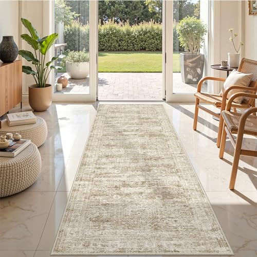 2'6 x 8' Runner Rug Non Slip (Brown/Ivory / 2'6" x 8' (Runner))