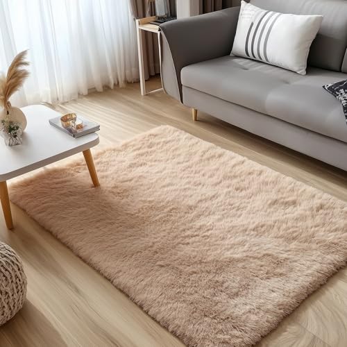 3x5 Machine Washable Small Bedside Rug (3x5 Ft / Beige)