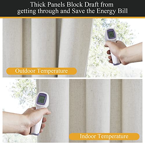 Natural Linen Blended Curtains 84 inch Long 2 Panels Set (Cream Beige / 52"W x 84"L (Pack of 2))