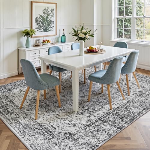 8x10 Washable Rugs for Bedroom Non (Vintage Dark Grey / 8' x 10' (Rectangular))