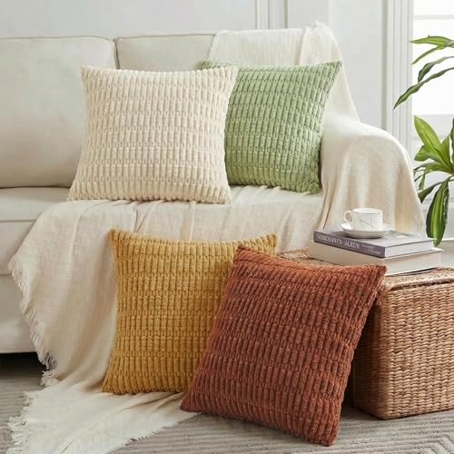 4 Packs Decorative Throw Pillow Covers for Living Room Couch Bed (20" x 20" (Pack of 4) / Fall)