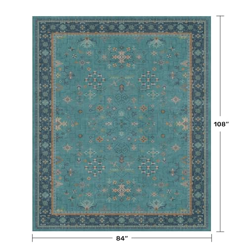 Boho Teal 7x9 Soft Rugs for Living Room (7' x 9' (Rectangular) / Emerald Teal)