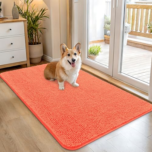 Dog Door Mat for Muddy Paws 45x27 (Coral / 45" X 27")