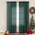 Christmas Sheer Curtains 84 Inches Long (Hunter Green / 42"W x 84"L (Pack of 2))