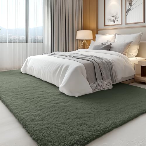 5x7 Machine Washable Large Area Rugs for Living Room (5x7 Ft / Olive Green)