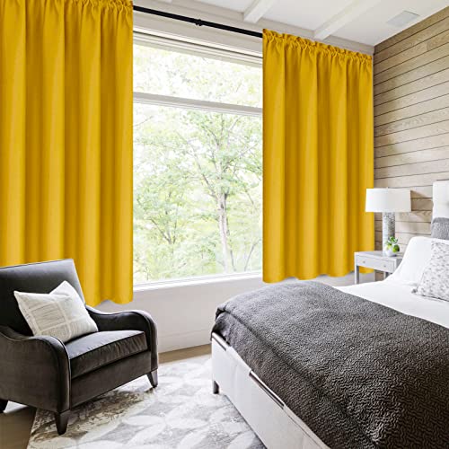 Blackout Curtains for Bedroom Living Room 38 x 54 Inch Long Yellow (Yellow / 38"W x 54"L (Pack of 2))