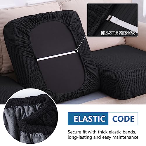 Waterproof Couch Cushion Covers for Pets (Black / 1 Chaise+3 Seater)