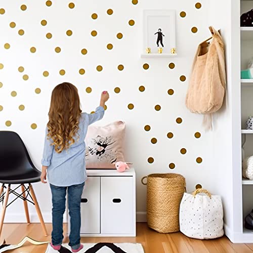 Gold Polka Dot Wall Decals for Girls Bedroom (Gold Dot / 10 Sheets)
