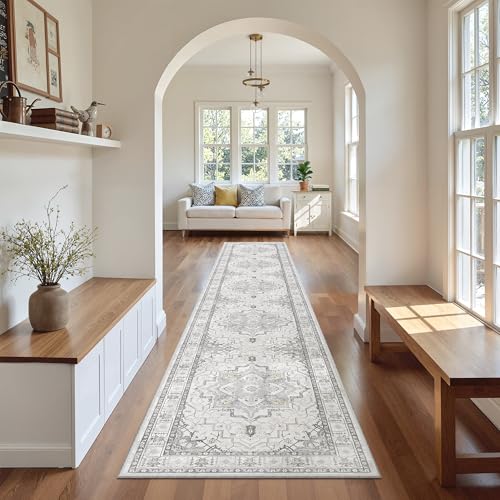Washable Runner Rugs 2x12 Long for Hallway Kitchen Soft (Grey / 2' x 12' (Runner))