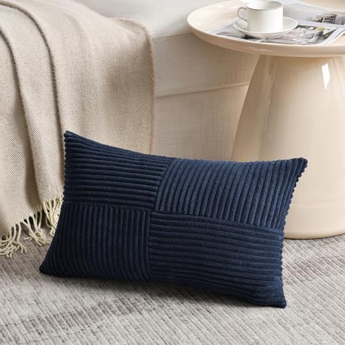 2 Packs Navy Blue Lumbar Decorative Throw Pillow Covers 14x24 Inch for Couch (Navy Blue / 24" x 14" (Pack of 2))