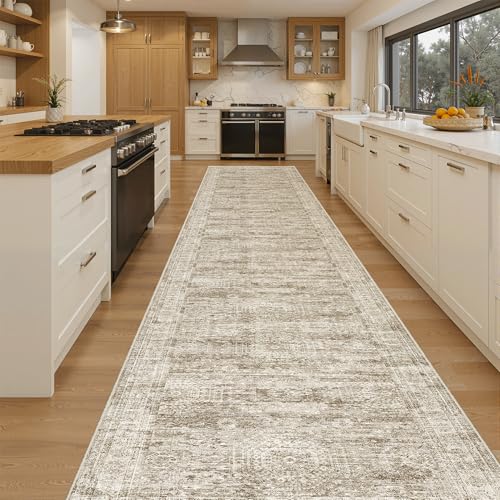 Washable 3x16 Hallway Runner Rug Non (Brown / 3' x 16' (Runner))