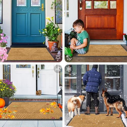 Front Door Mat Outside Entrance (Creamy Yellow / 35" X 23")