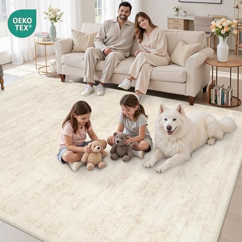 Area Rugs 9x12 Living Room (Retro Beige / 9' x 12' (Rectangular))