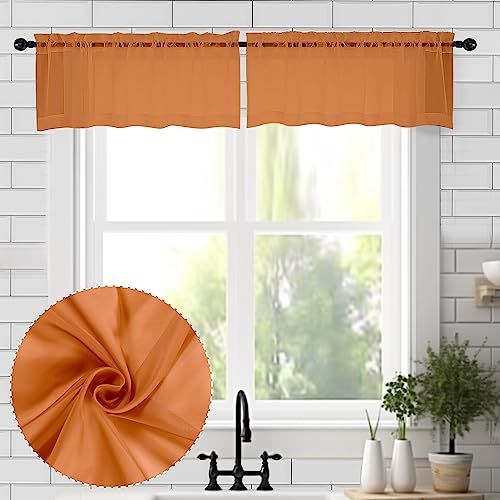Sheer Valances for Windows 2 Pack (Orange / 42"W x 14"L (Pack of 2))