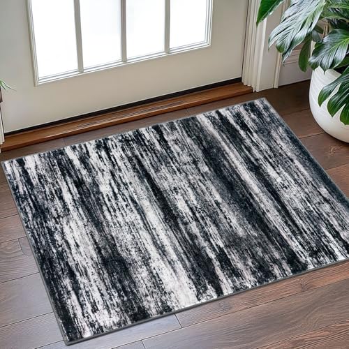 Modern Abstract Small Area Rugs (Black Navy Blue Grey / 2' x 3' (Rectangular))