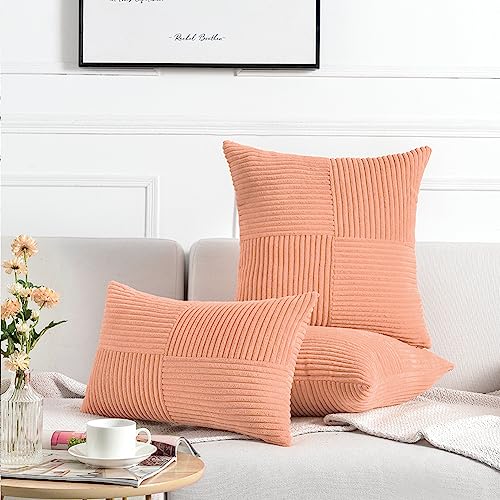 2 Packs Peach Samll Decorative Throw Pillow Covers 12x12 Inch with for Couch Bed Sofa (Peach / 12" x 12" (Pack of 2))