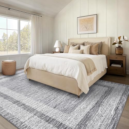 10x13 Large Washable Area Rug Grey Non Slip Non Shedding Carpet (Grey / 10' x 13' (Rectangular))