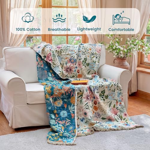 Boho Throw Blanket 60"x80" Fall Cotton Orchid Blanket for Couch (Orchid / 60"x80")