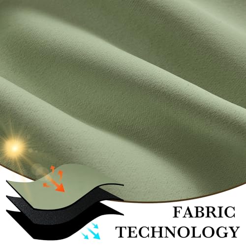 Bedroom Blackout Curtains 63 inches Long (100% Blackout - Sage Green / 62"W x 63"L (Pack of 2))