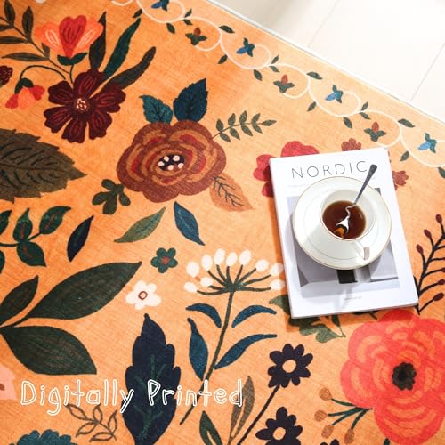 Area Rug 3x5 Washable (Yellow Orange / 3' x 5' (Rectangular))