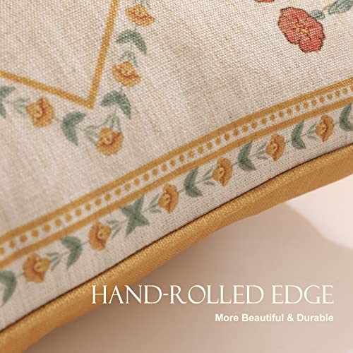 French Vintage Linen Throw Pillow Cover (18" x 18" (Pack of 1) / Rosasilvestre a)