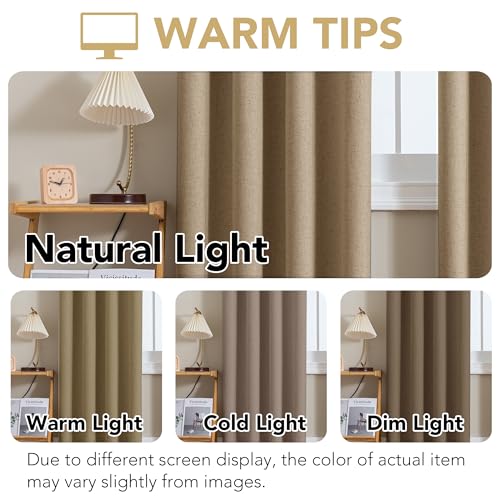 100% Blackout Linen Curtains 84" L Heathered Macchiato (Heathered Macchiato / 52"W x 84"L (Pack of 2))
