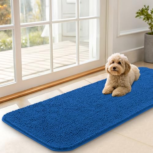 Dog Door Mat for Muddy Paws 47x17 (Deep Navy Blue / 47" X 17")