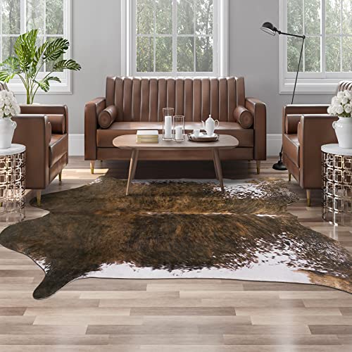 Faux Cowhide Rug (6'3" x 7' (Irregular) / Saddle Brown)