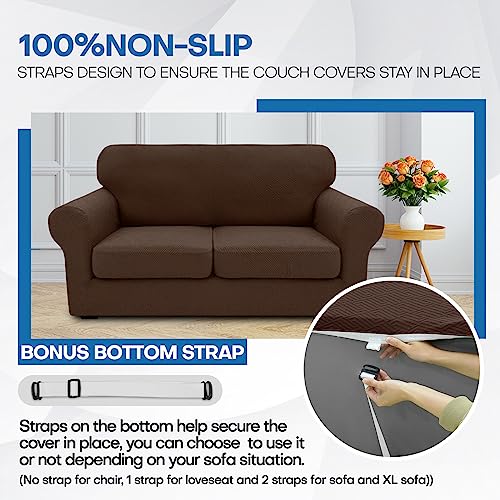 4 Piece Stretch X (91"-110"(3 Cushions) / Coffee)