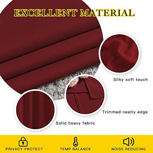 Blackout Curtains 63 inches Long for Bedroom (Burgundy Red / 46"W x 63"L (Pack of 2))