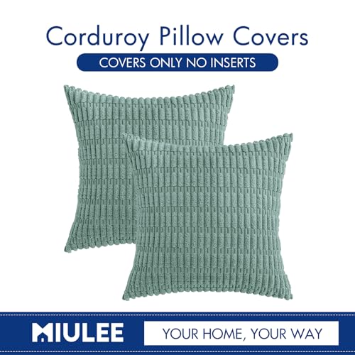 Corduroy Decorative Throw Pillow Covers 18x18 Teal Green Pack of 2 (Teal Green / 18" x 18" (Pack of 2))