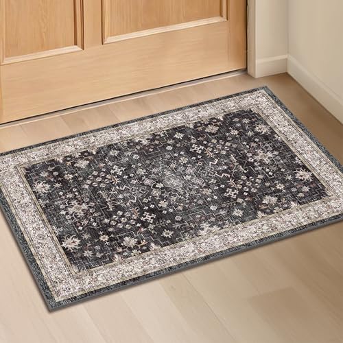 Black Washable 2x3 Entry Rug (2' x 3' (Rectangular) / Ashen / Multi)