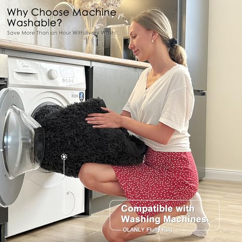 10x14 Machine Washable Large Area Rugs for Living Room (10x14 Ft / Black)