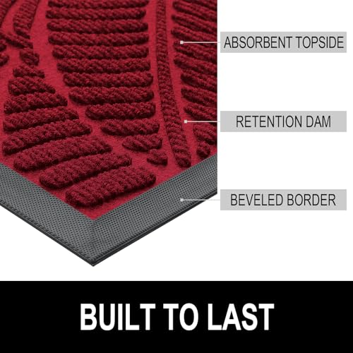 Waterproof Front Doormat (Burgundy / 59" X 34")