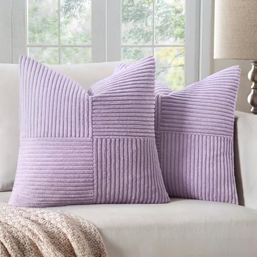 Purple Decorative Throw Pillow Covers for Couch 18x18 Inch Lavender (18" x 18" (Pack of 2) / Purple)
