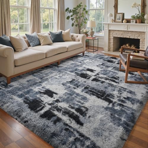 5x7 Ft Large Shag Rugs for Bedroom Living Room (Ca Blue 5sm12 / 5' X 7' (Rectangular))
