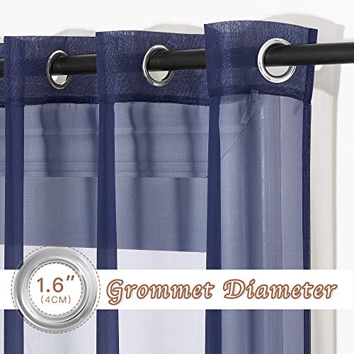 Sheer Voile Curtain Panels (Dark Blue / 54"W x 96"L (Pack of 2))