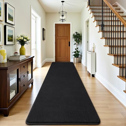 Modern Soft Hallway Runner Rug (3' x 10' (Runner) / Black)