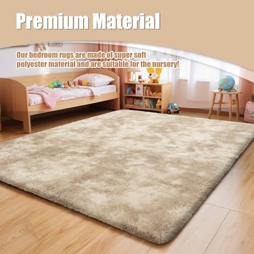 9x12 Fluffy Area Rugs for Living Room Bedroom (Mottling Beige / 9' x 12' (Rectangular))