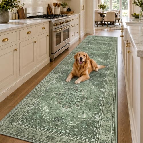 Washable Area Rug (Green/Dark Green/Gray / 3' x 12' (Rectangular))