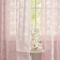 Vintage Lace Curtains Short Pink Floral Curtains 54 inch Length 2 Panels for Kitchen Living Room Bedroom Bathroom Window Voile Sheer Panels Baby Girl Nursery Decor 52" W x 54" L (Light Pink / 52"W x 54"L (Pack of 2))