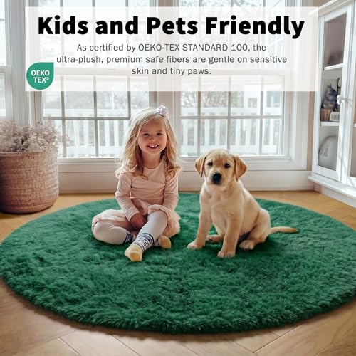 Dark Green Round Area Rugs 5ft (Dark Green / 5' (Round))