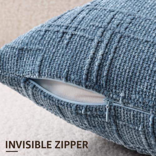 Textured Chenille Throw Pillow Covers 12x20 Set of 2 Indigo (Indigo / 20" x 12" (Pack of 2))