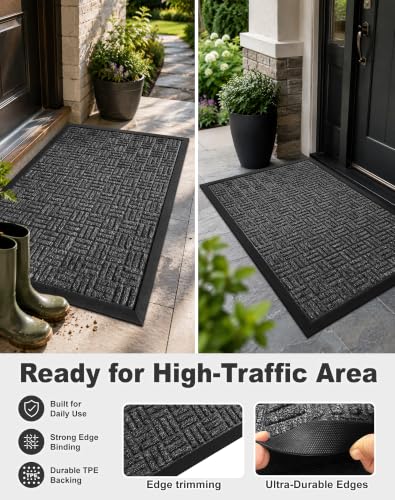 Front Door Mat Outdoor Entrance (Graphite Gray / 1'5" x 2'6" (Rectangular))